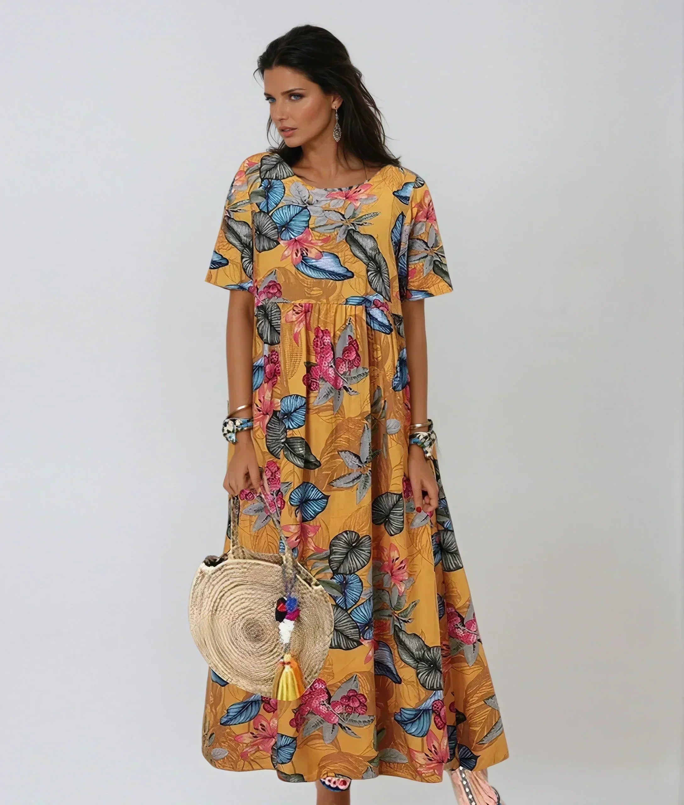 Dress : Piper | Graceful Summer Bloom in Yellow van Paper Favor