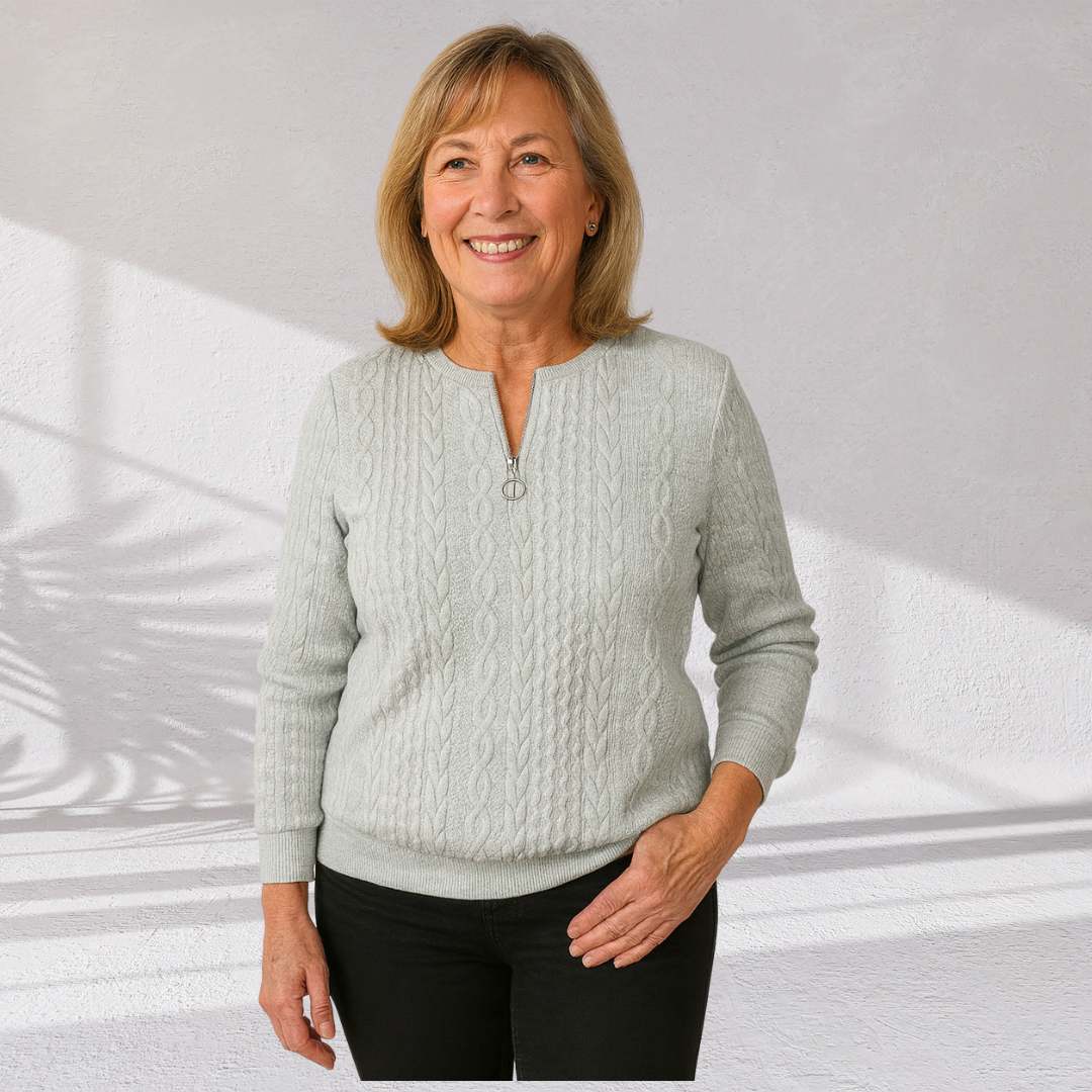 Women's Zip-Up Cable Knit Sweater
