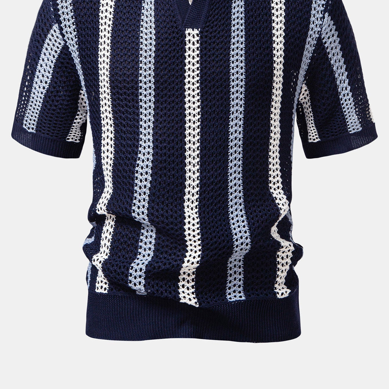 Men's Striped V-Neck Polo Shirt