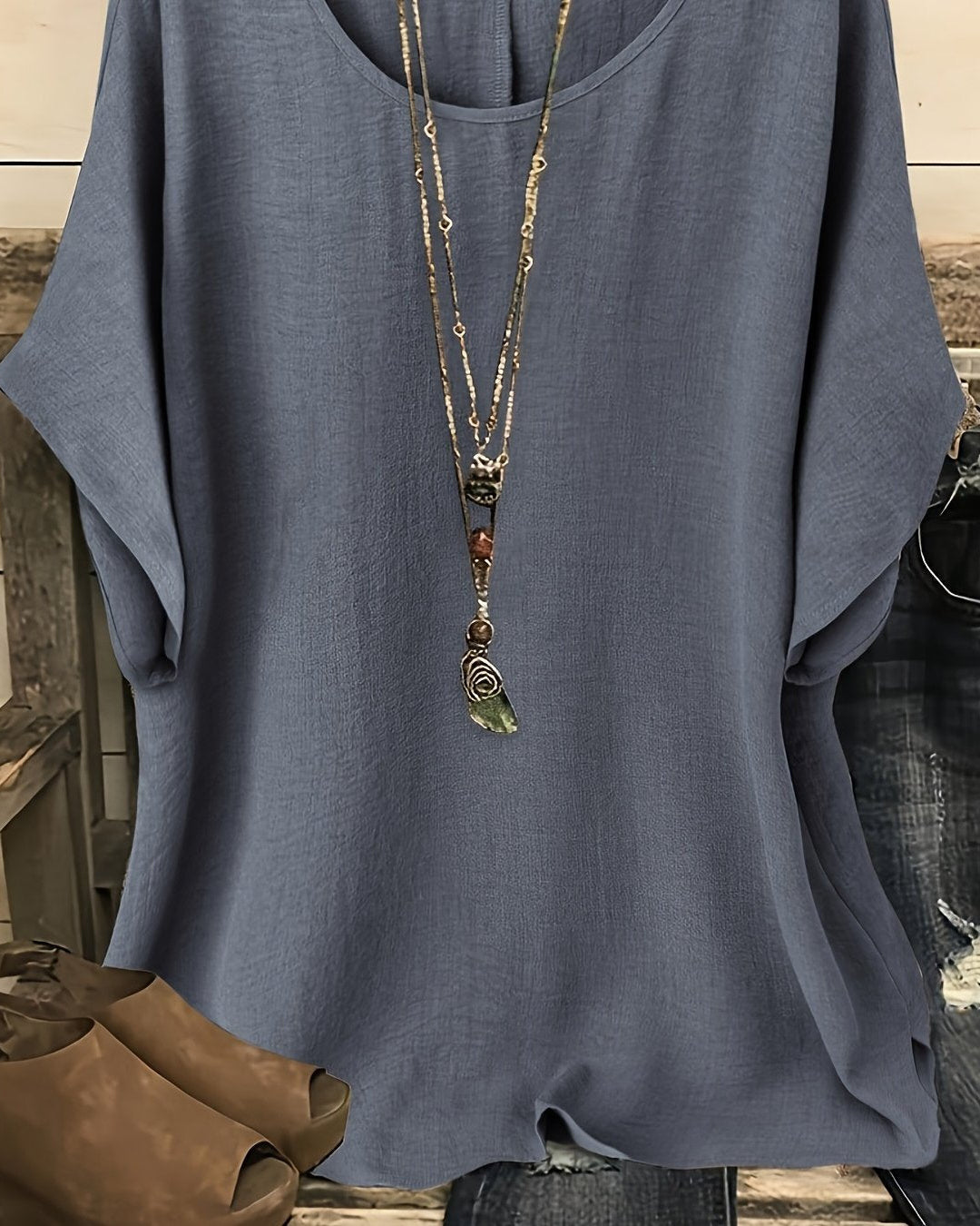Clothing > Blouses : Sienna™ | Effortless Summer Top in Space Gray van Paper Favor