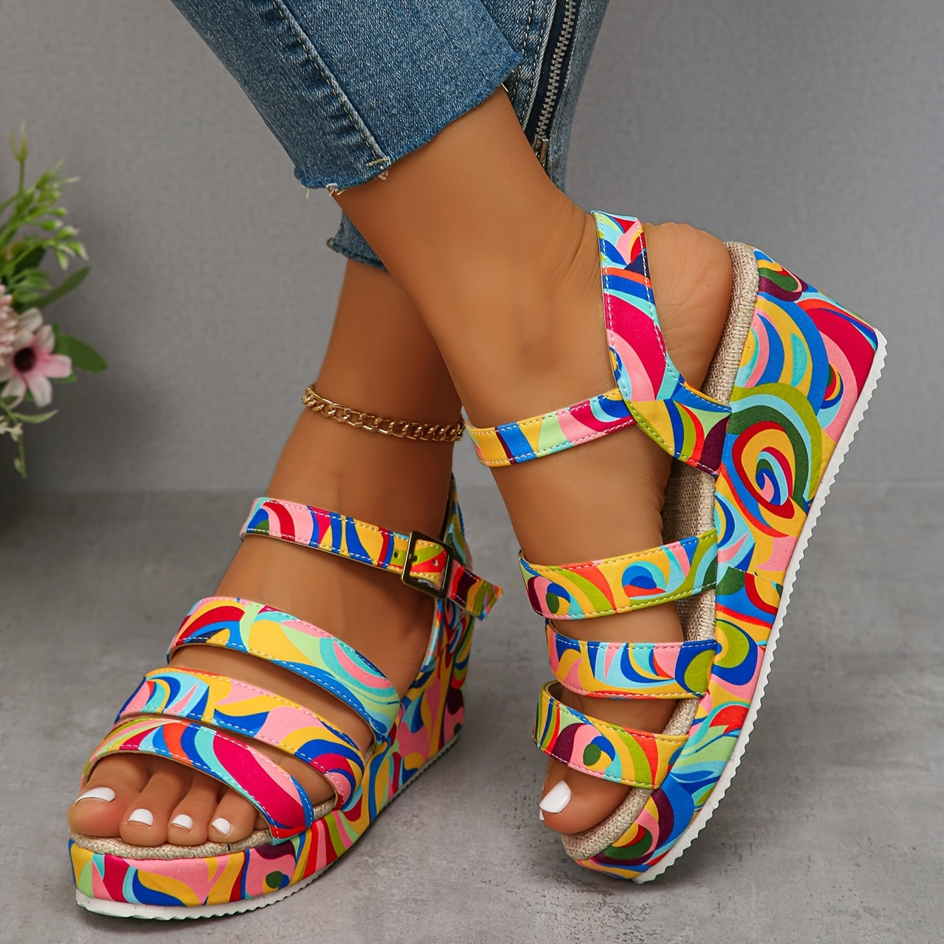 Shoes > Sandals : Selora | Platform Ankle Strap Sandals in van Cow Clothing