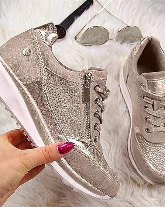 : Ginette - Zip-Up Orthopedic Sneakers in van Paper Favor