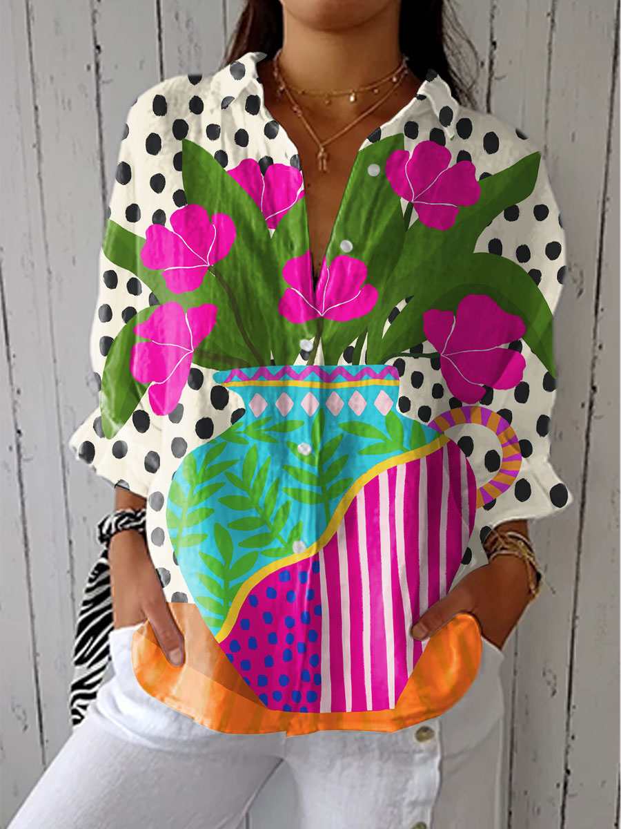 Clothing > Blouses : Amara | Blooming Vase Blouse in Multicolour van DUUWE
