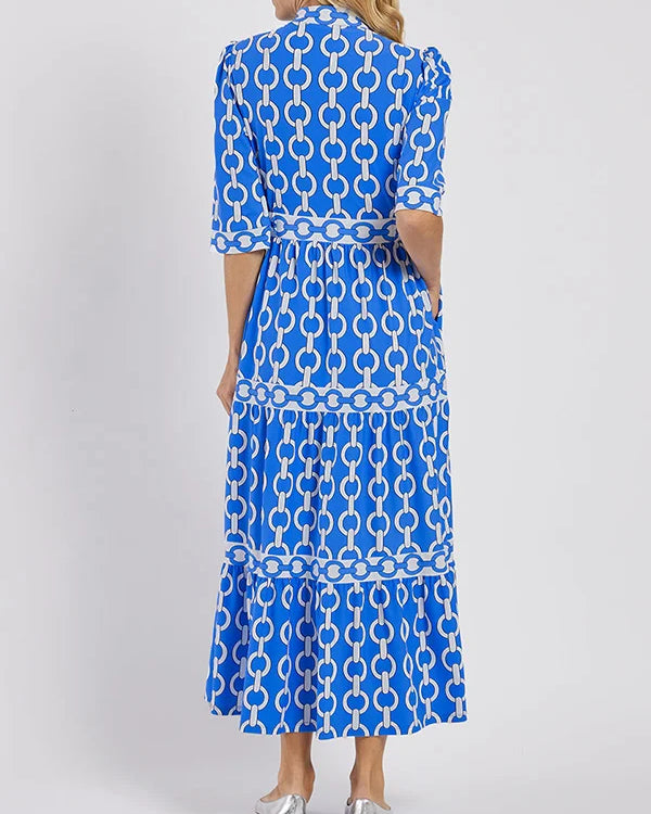 Dress : HAZEL | Chain Link Midi Dress in van Paper Favor
