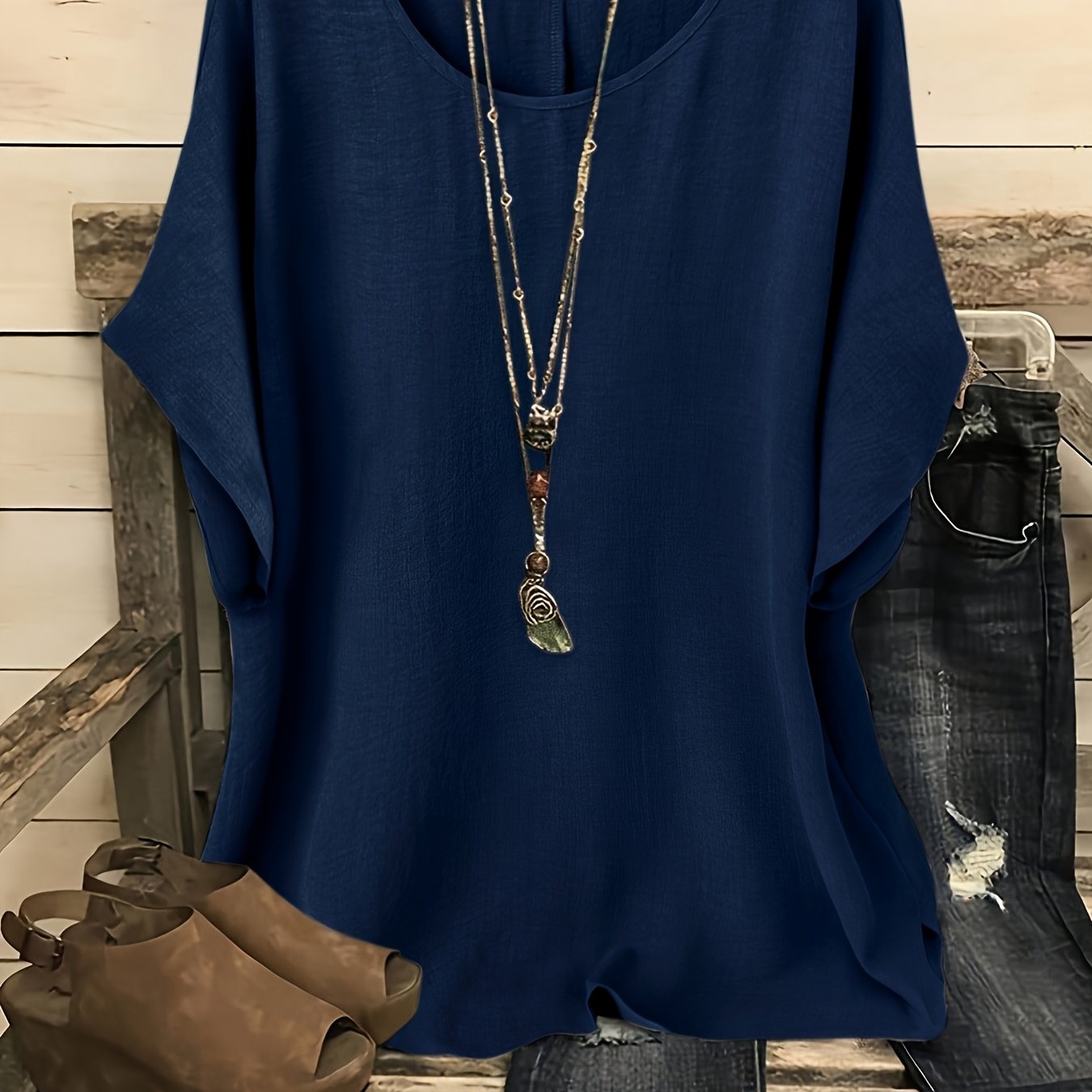 : Sienna™ | Effortless Summer Top in Blue Navy van Paper Favor