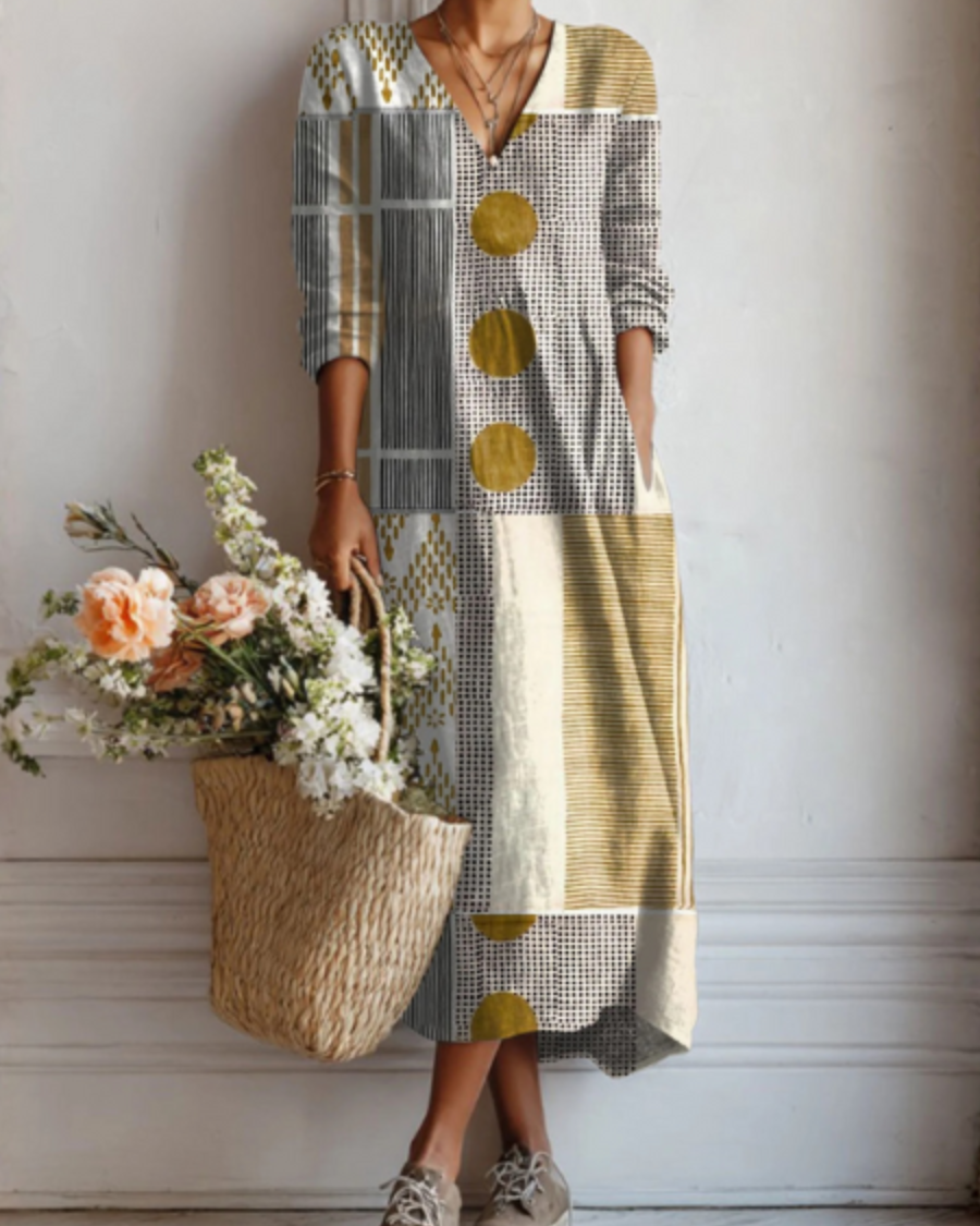 Clothing > Dresses : Emily™ - Bohemian Dress in Multicolor van Paper Favor