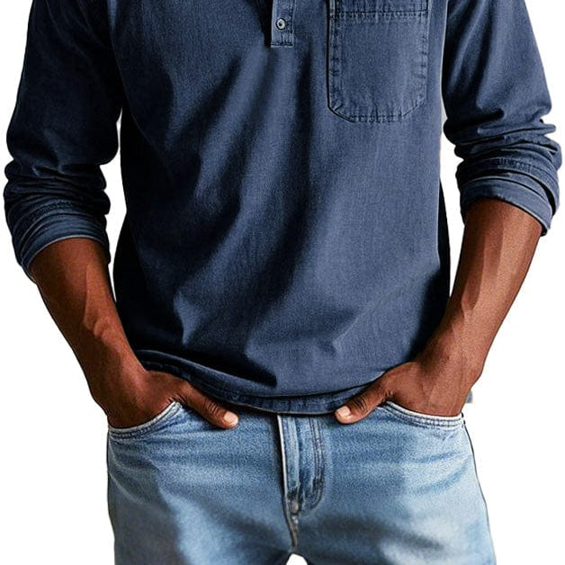 Casual Shirt : Finn | Vintage Casual Shirt - Timeless Style, Everyday Comfort in Dark Blue van Paper Favor