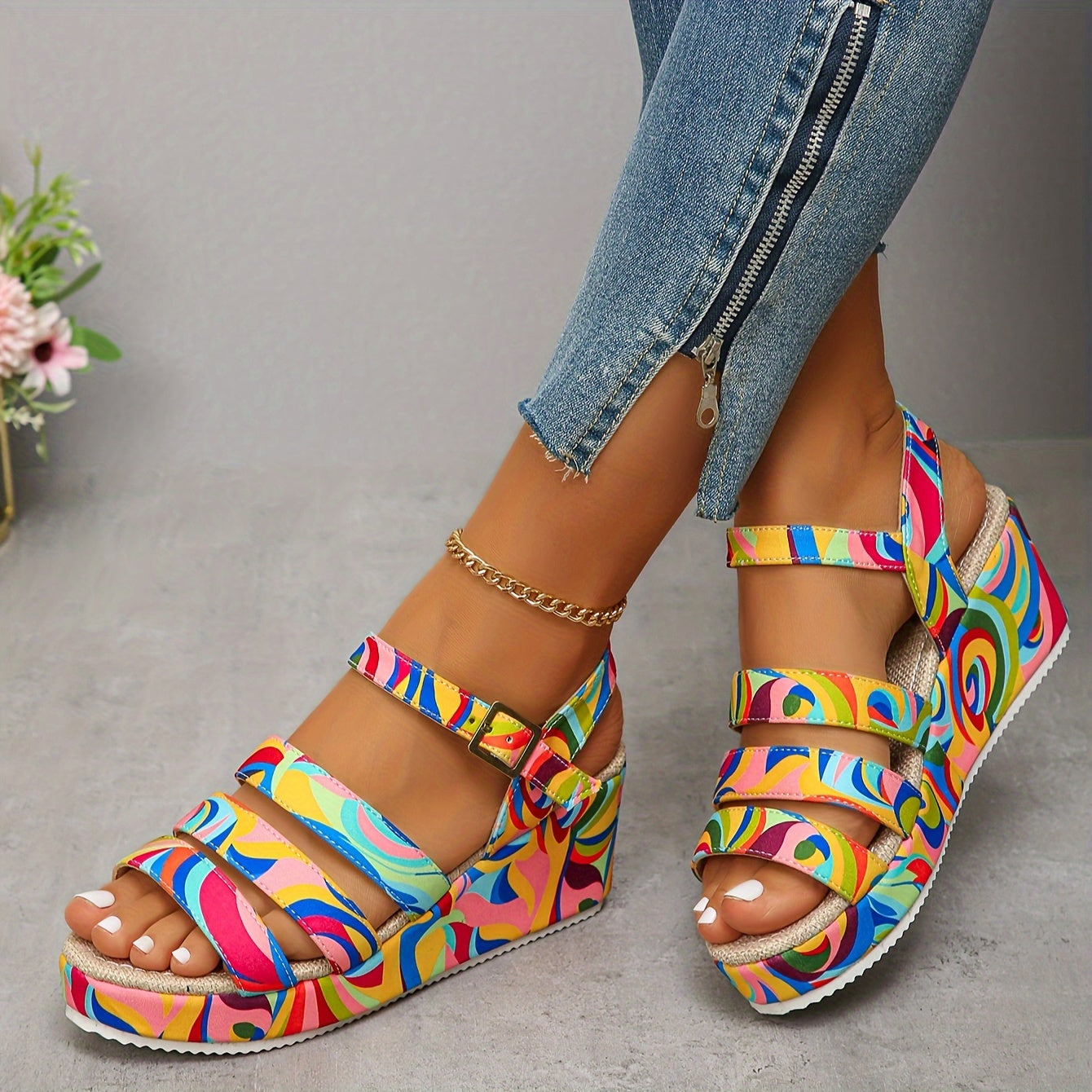 Shoes > Sandals : Selora | Platform Ankle Strap Sandals in van Cow Clothing