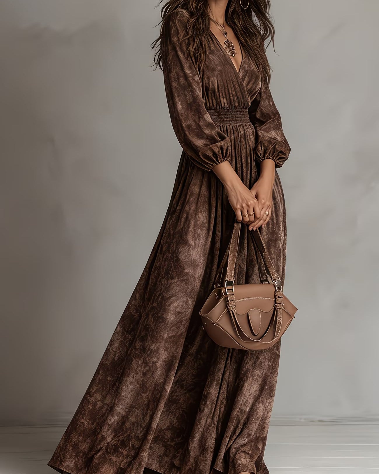 Dresses : Charlotte | Long Sleeve Flared Dress in van Paper Favor