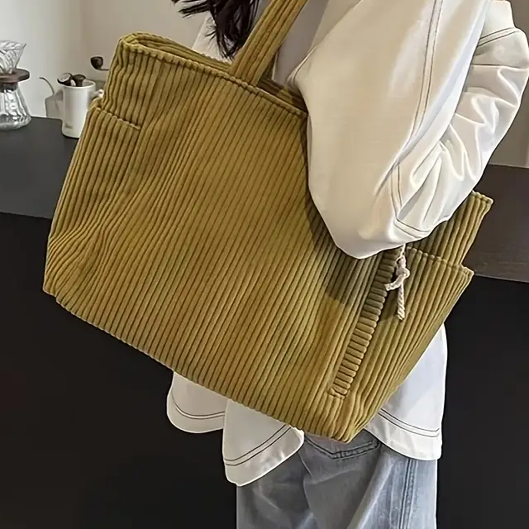 Tilda Ribbed Tote Bag with Cord Detailing