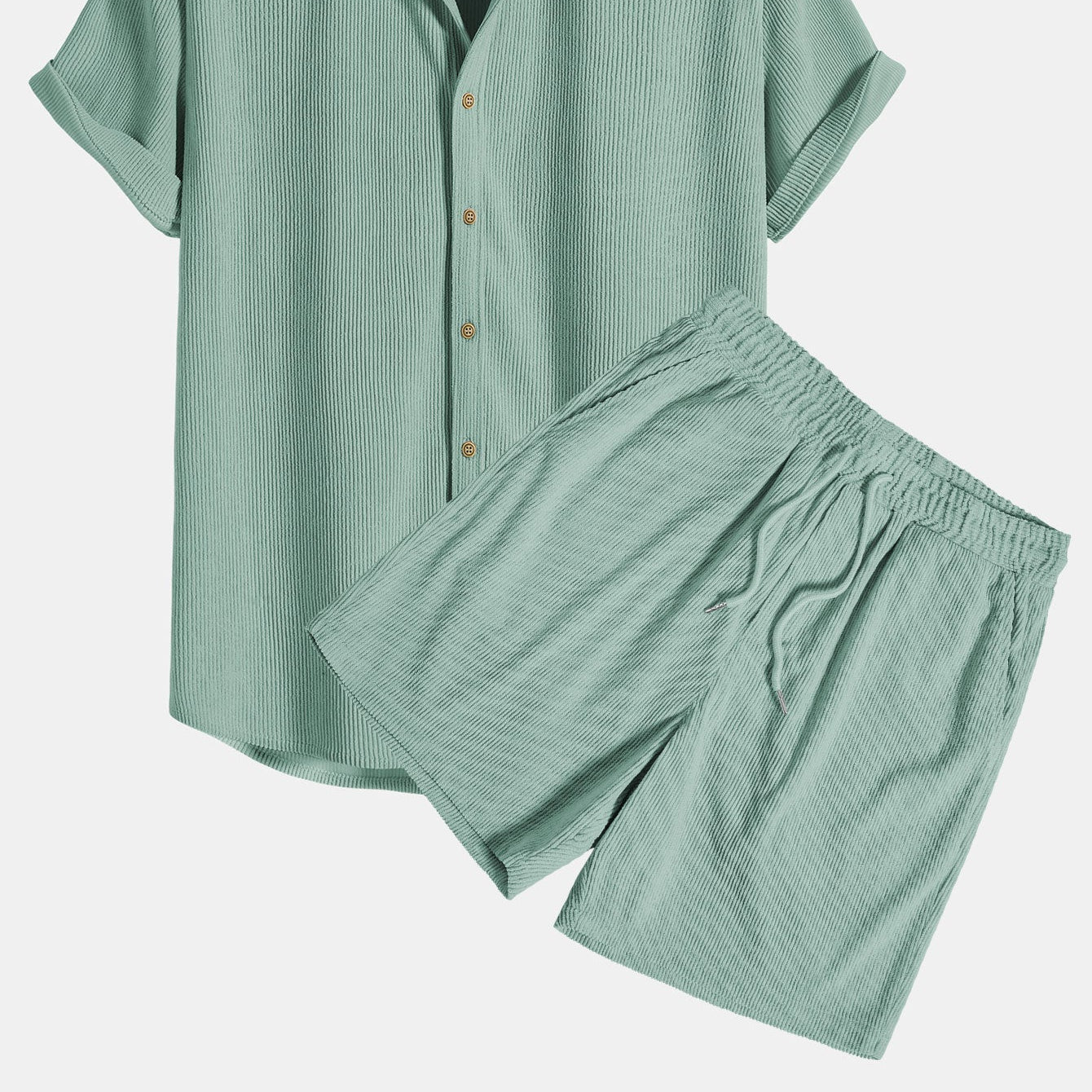 Men's Sleeve Button-Down Shirt & Coordinating Shorts