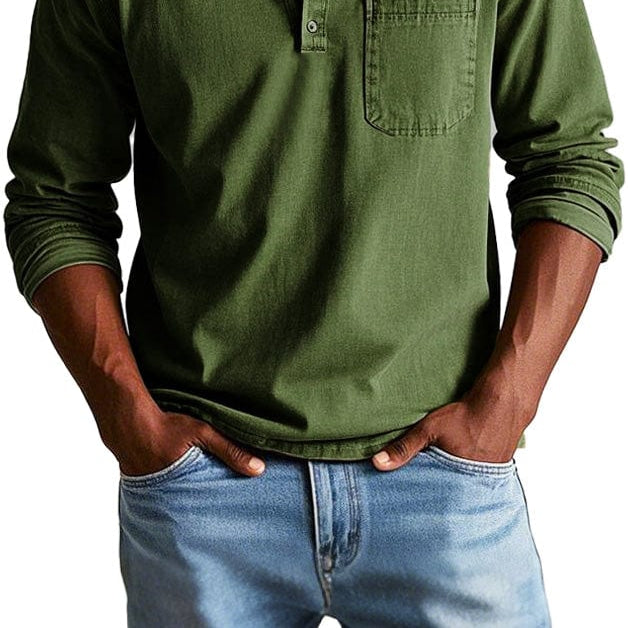 Casual Shirt : Finn | Vintage Casual Shirt - Timeless Style, Everyday Comfort in Dark Green van Paper Favor