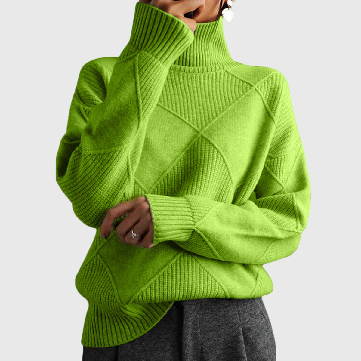 Addison Modern Geometric Turtleneck Sweater – Sleek Knit, Bold Geometry