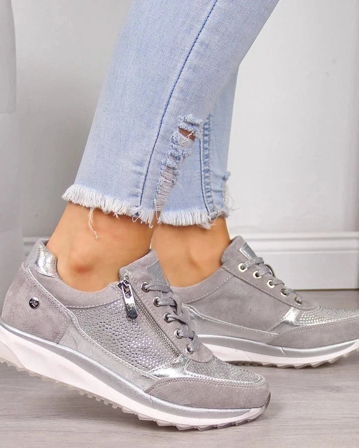 : Ginette - Zip-Up Orthopedic Sneakers in Grey van Paper Favor