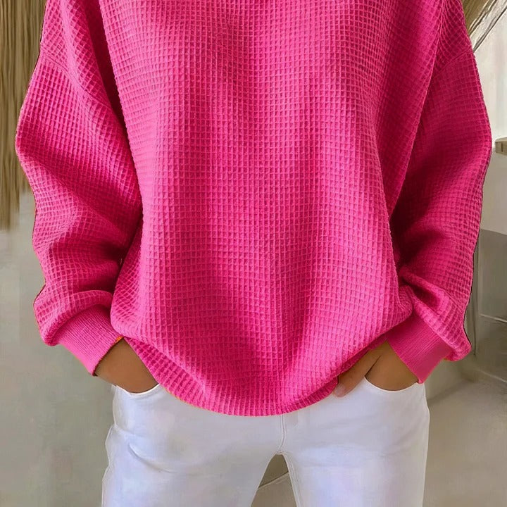 Sweater : Luna - Timeless Classic Sweater in Fuchsia van Paper Favor