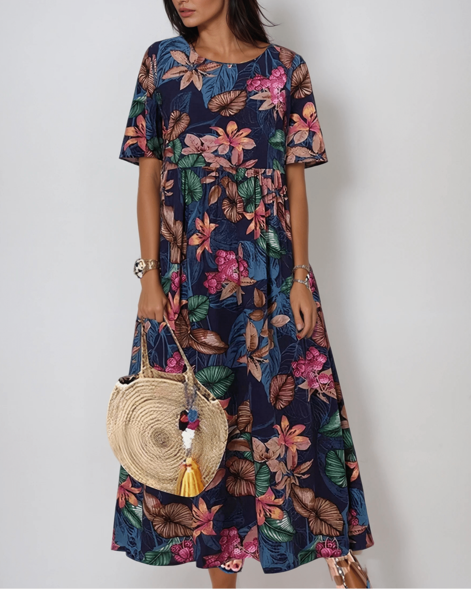 Dress : Piper | Graceful Summer Bloom in Blue van Paper Favor