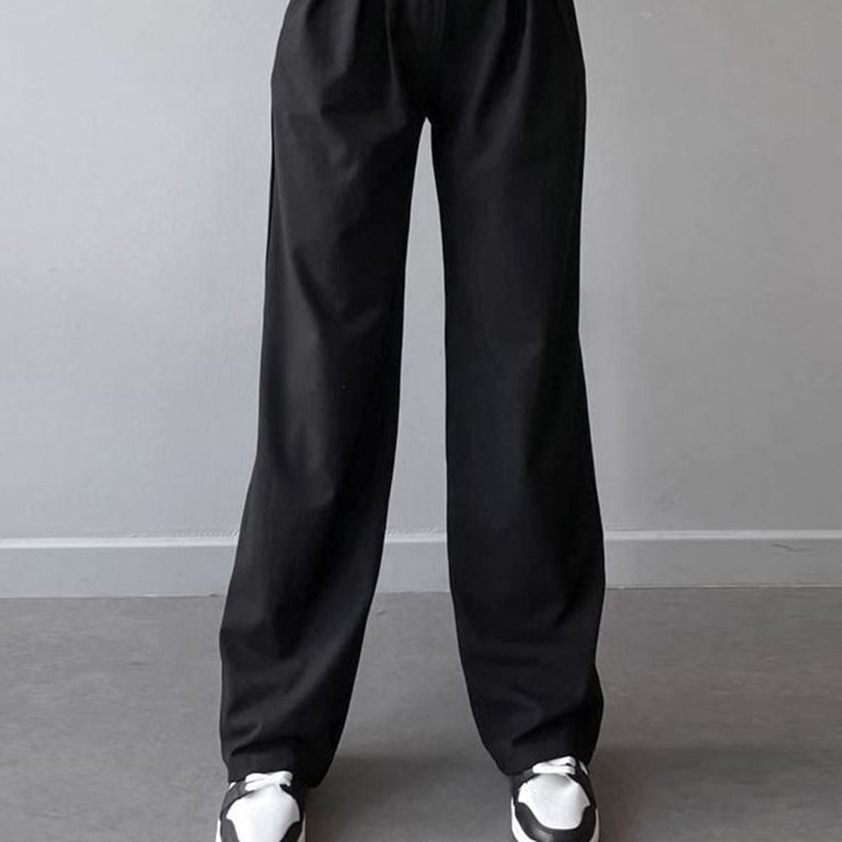 Women's Street Fold-Over Waistband Pants - Sleek, Comfortable