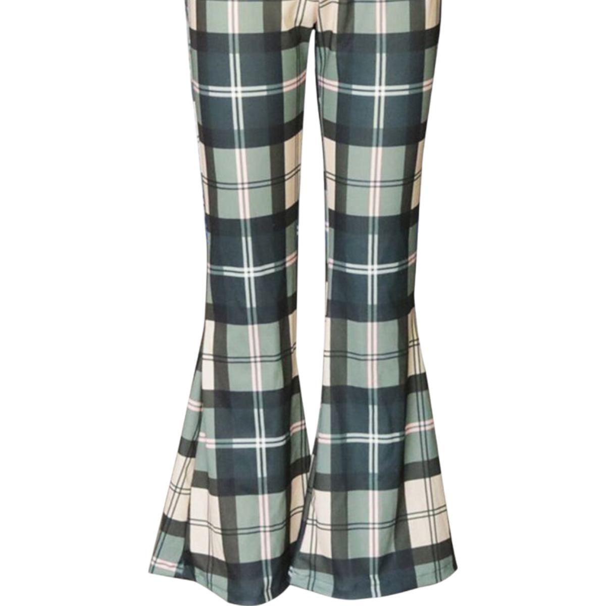 Women's Plaid High-Waisted Flare Pants