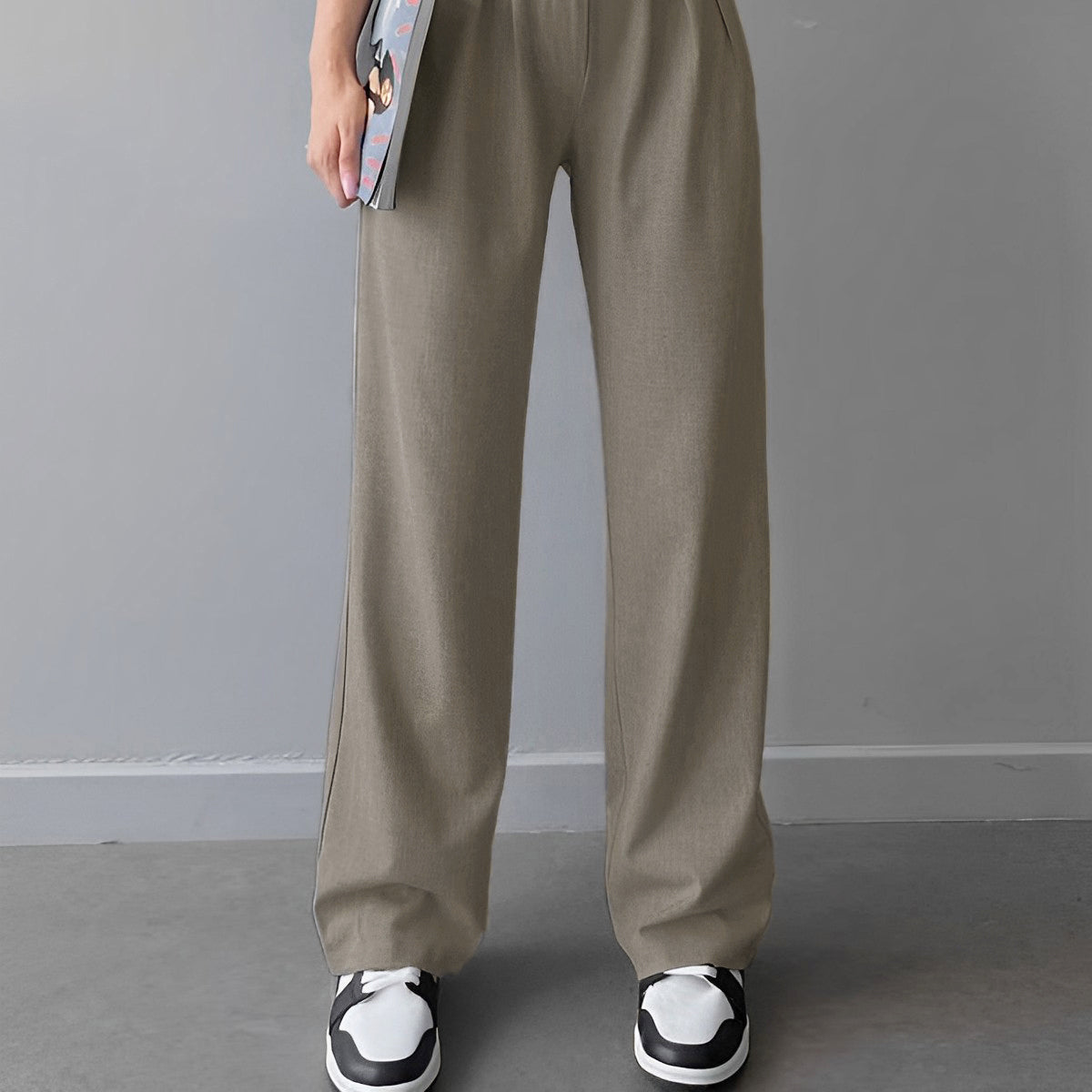 Women's Street Fold-Over Waistband Pants - Sleek, Comfortable