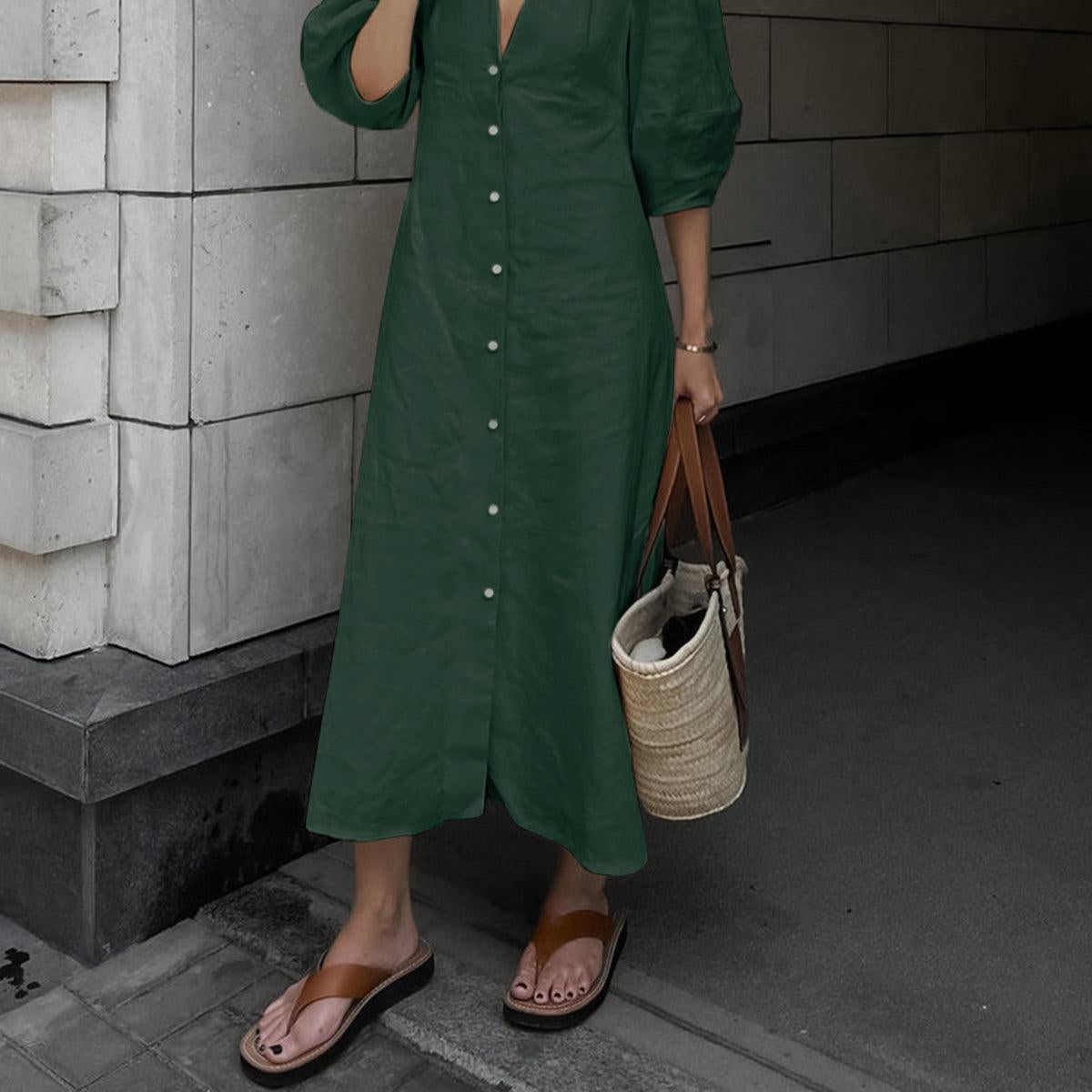 Women's Elegant cotton-linen dress