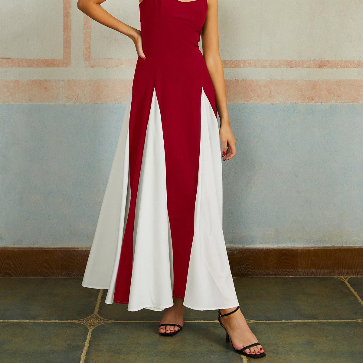 Women's Elegant Color Block Spaghetti Strap