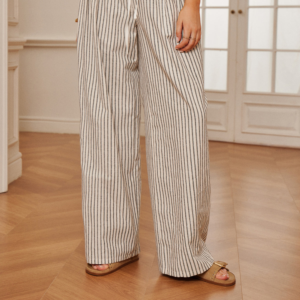 Women's Pinstripe Pants — Lightweight, Breathable Everyday Wear