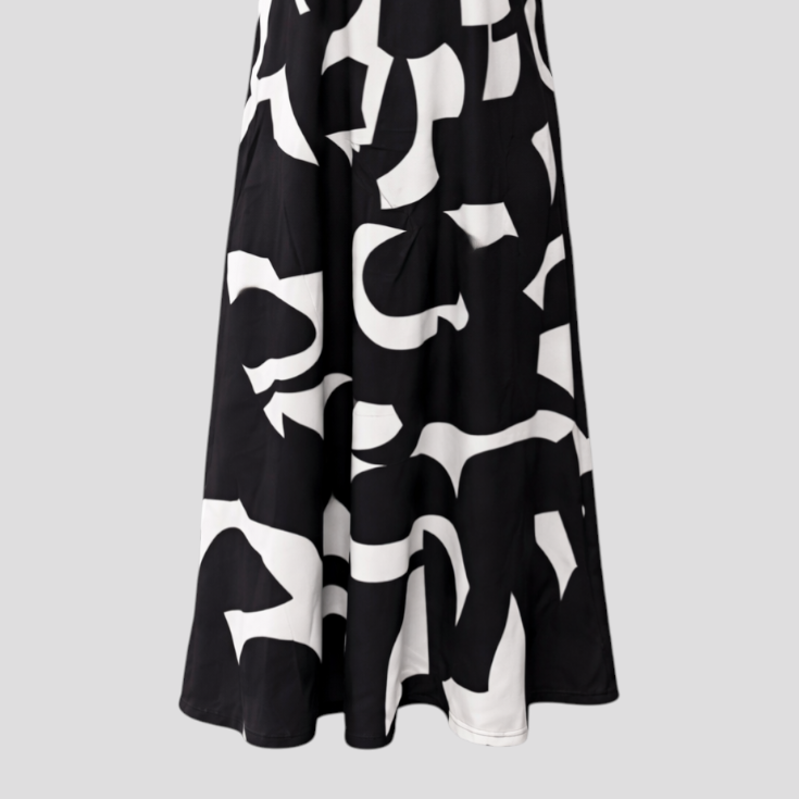 Elegant Women's V-Neck Printed Polyester Maxi Dress