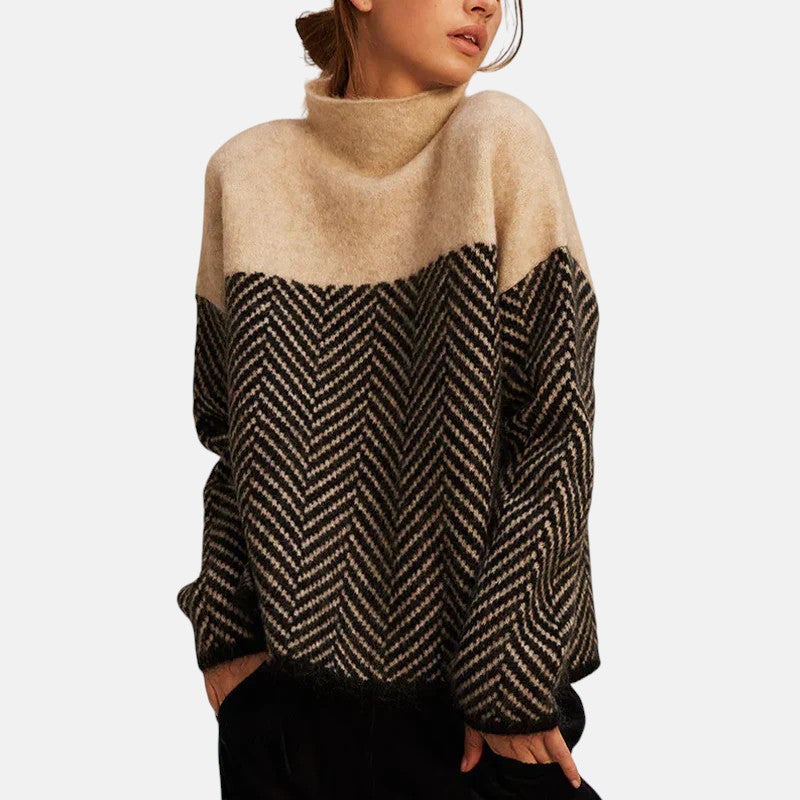 Eva Herringbone Knit Sweater - Cozy, Timeless Wardrobe Essential