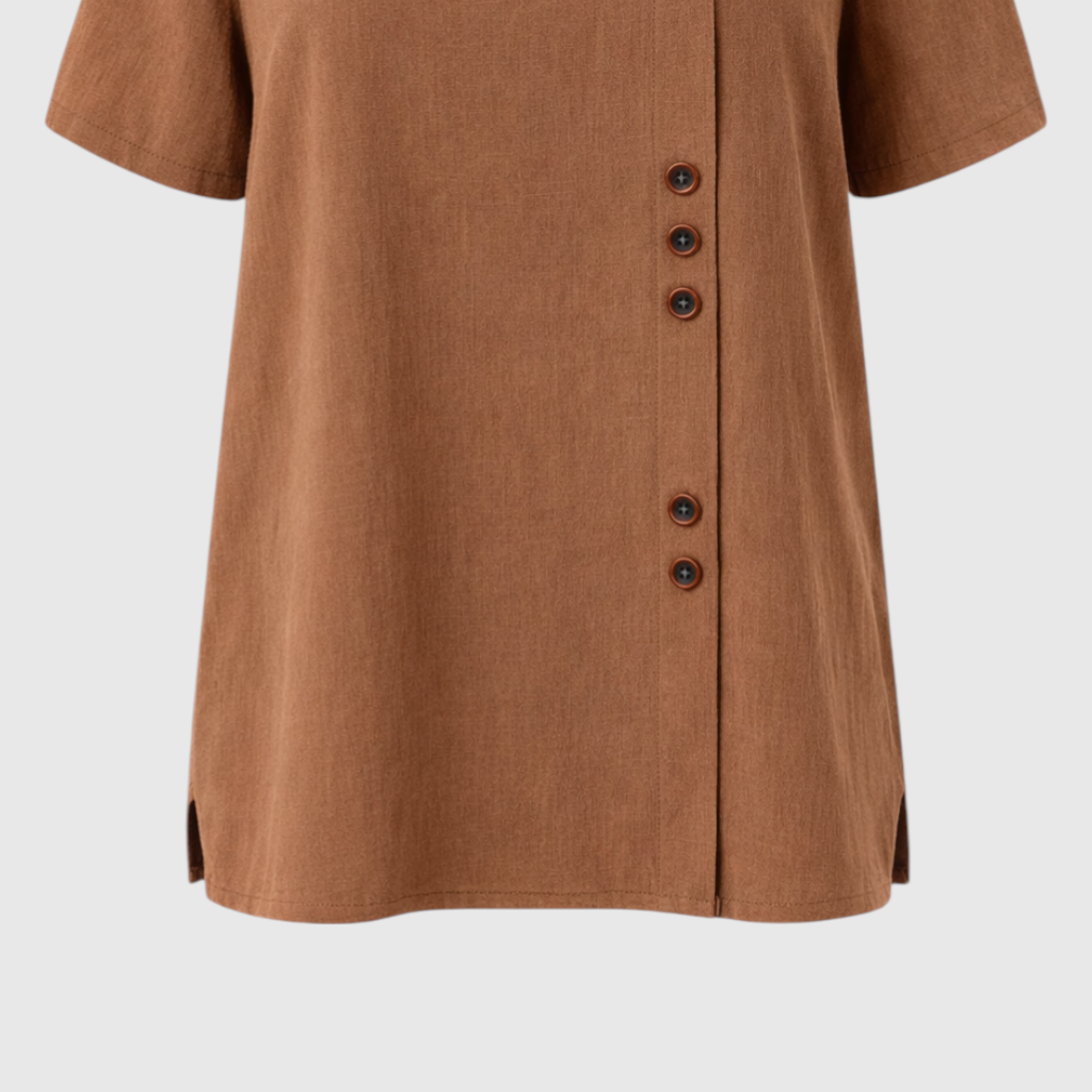 Women's Linen Blouse with Button Closure