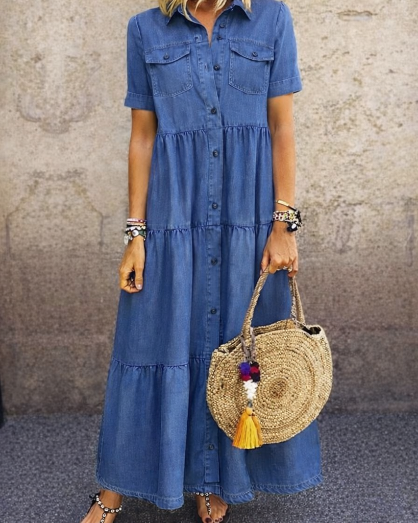 Dress : Elizabeth | Comfortable Timeless Dress in Dark blue van Paper Favor