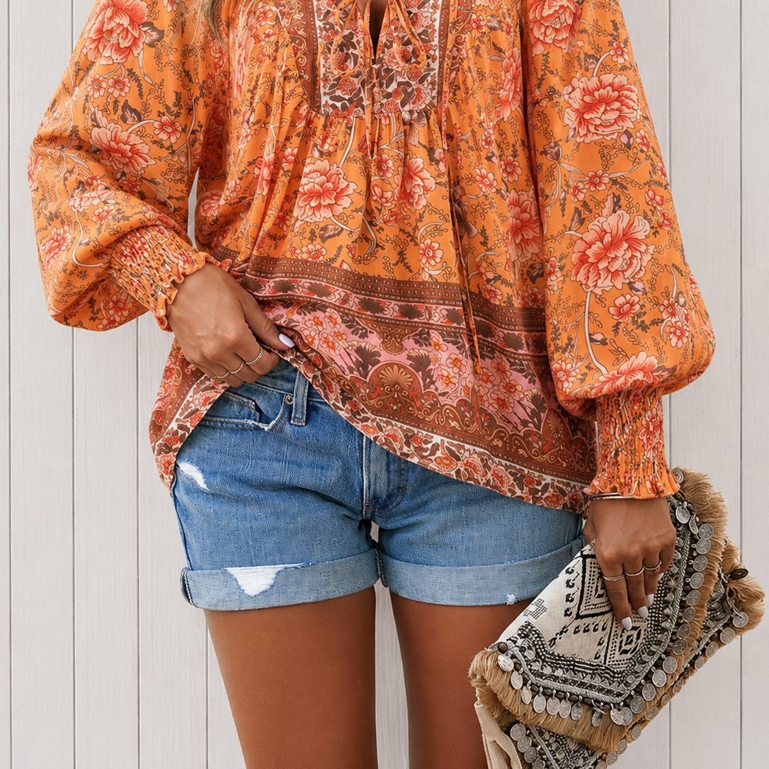 Clothing > Blouses : Audry™ | Elegant Blouse in Orange van DUUWE