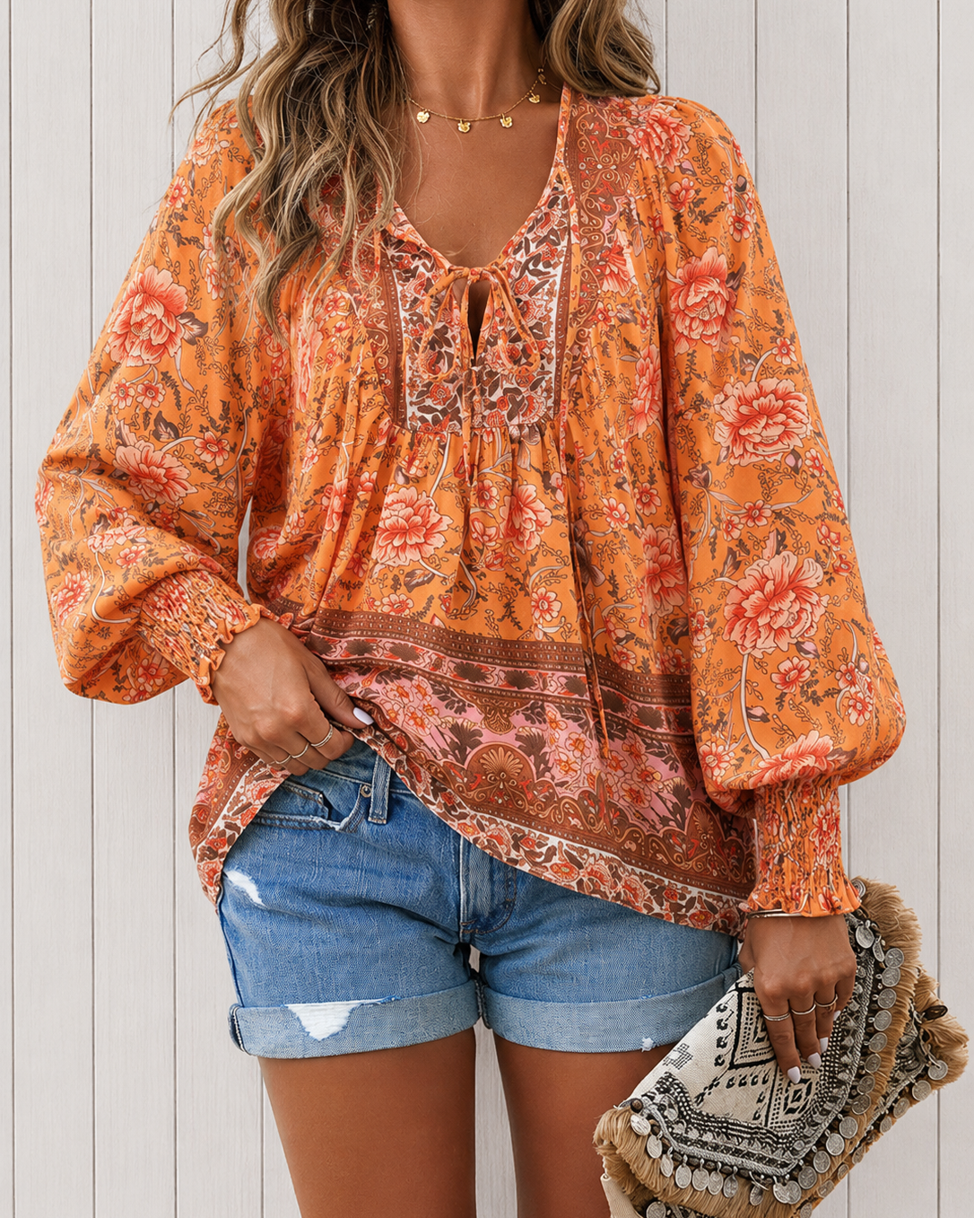 Clothing > Blouses : Audry™ | Elegant Blouse in Orange van DUUWE