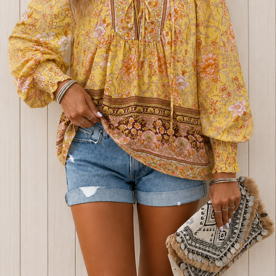 Clothing > Blouses : Audry™ | Elegant Blouse in Yellow van DUUWE