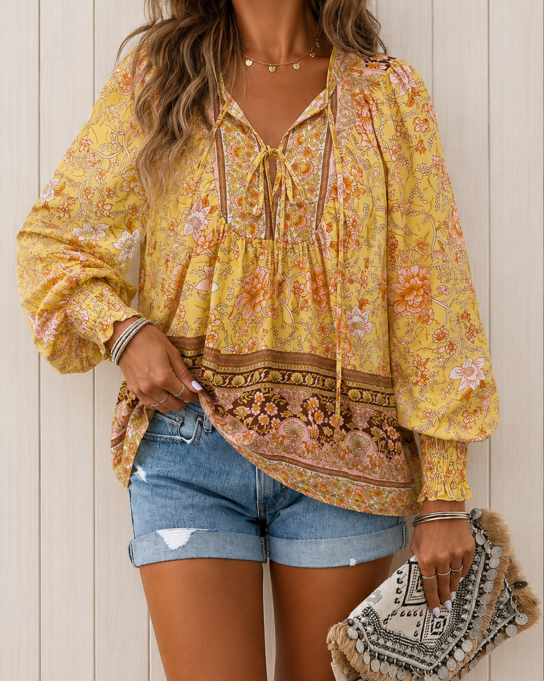 Clothing > Blouses : Audry™ | Elegant Blouse in Yellow van DUUWE