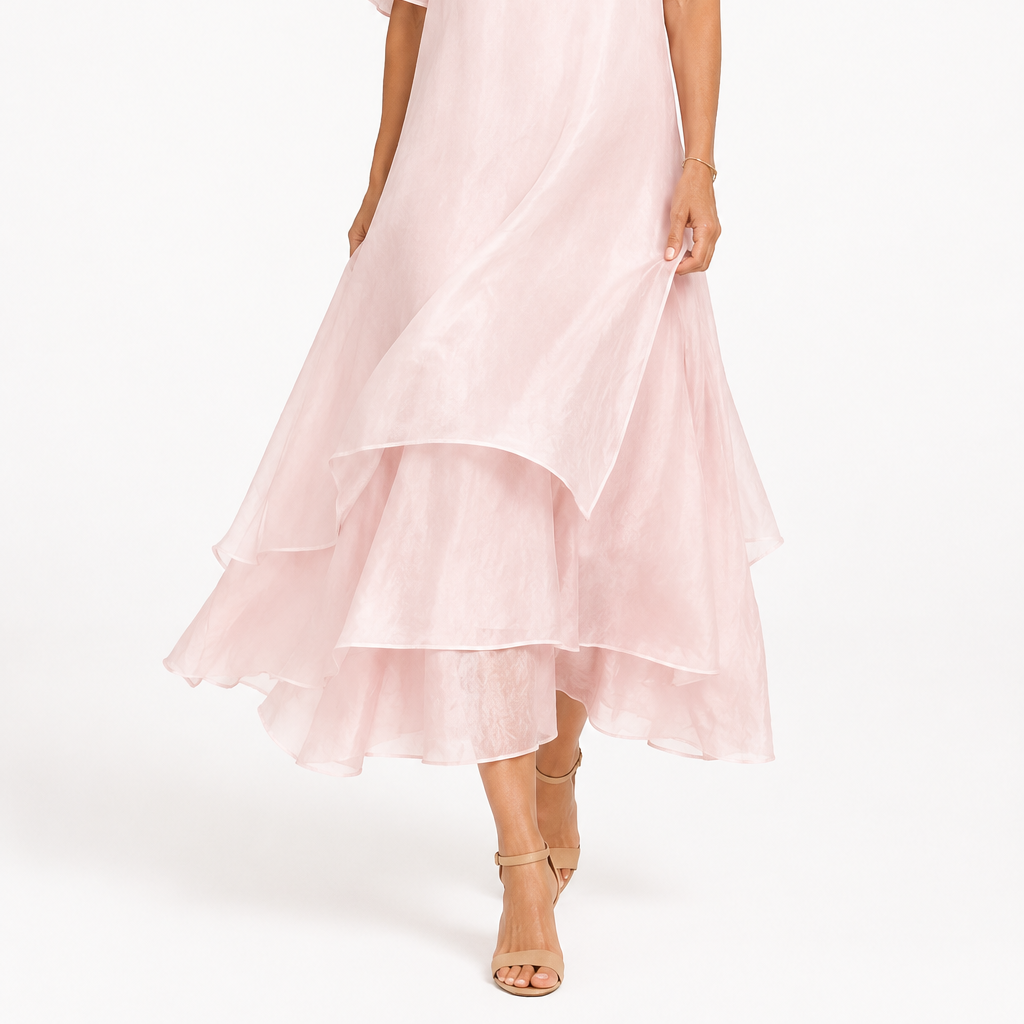 Dress : Women's Timeless Elegant Dress - Flattering Flowing Style in Pink (Almost sold out) van Paper Favor