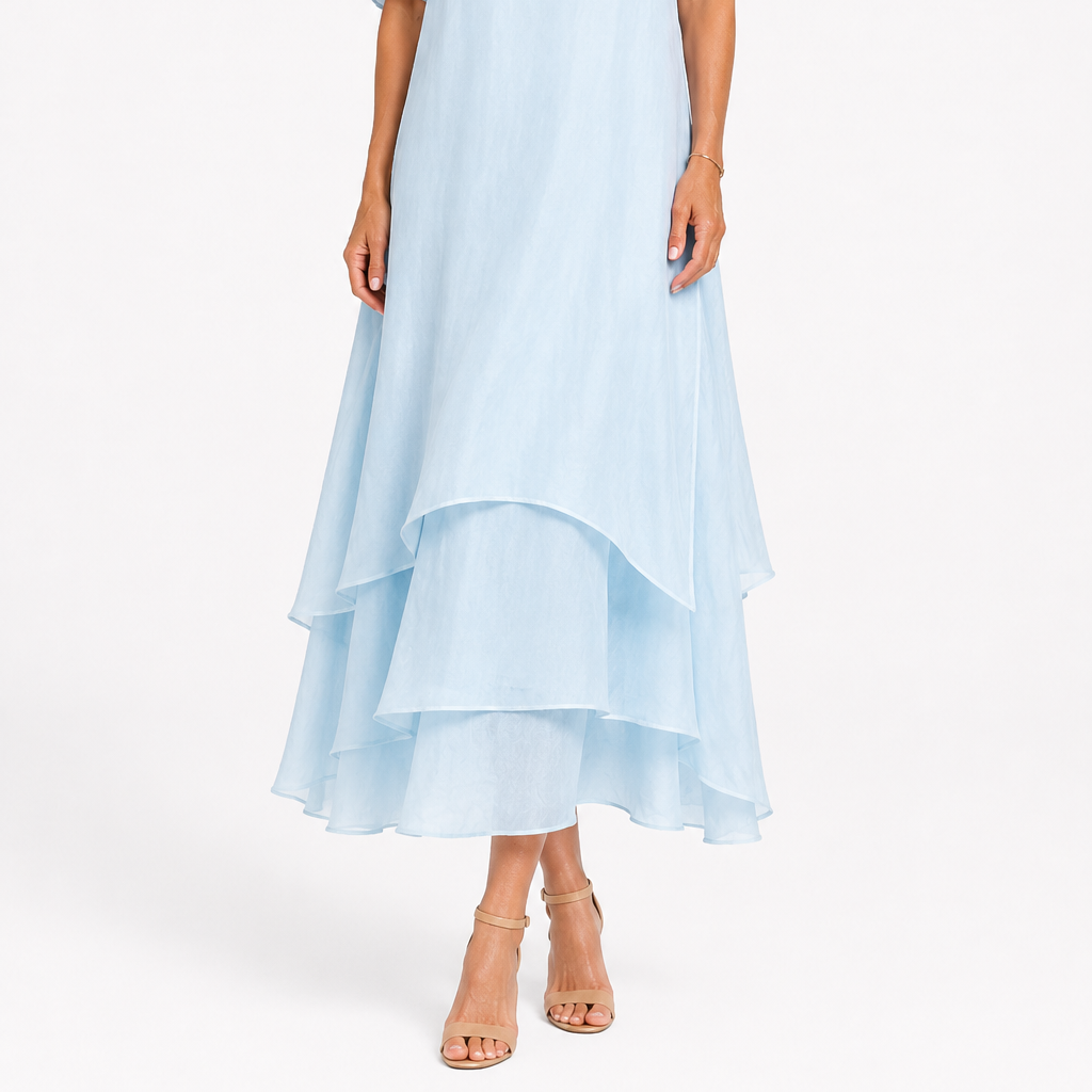 Dress : Women's Timeless Elegant Dress - Flattering Flowing Style in Blue van Paper Favor
