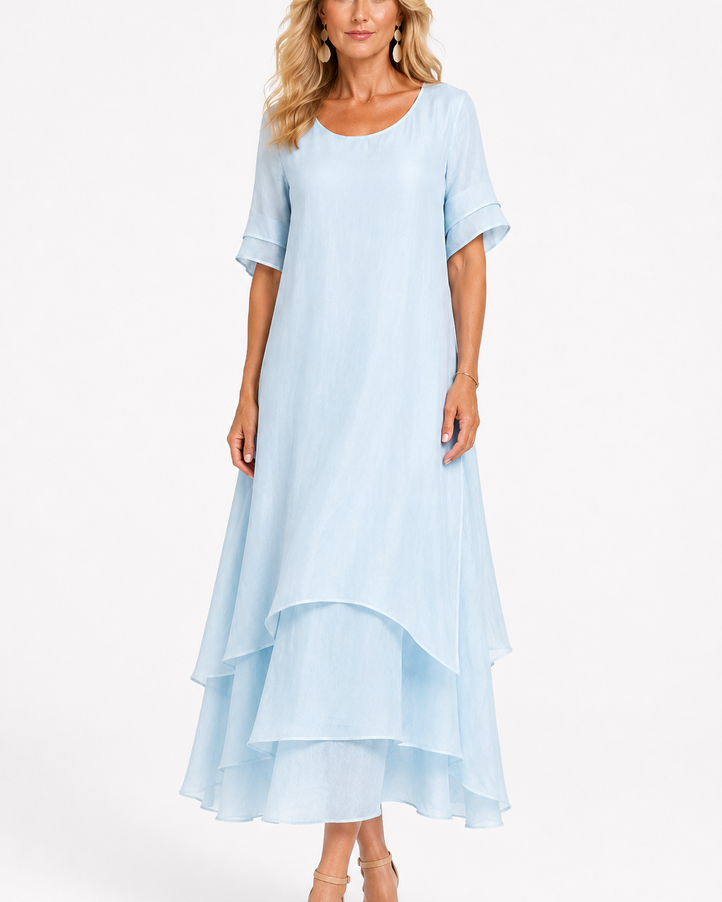 Dress : Women's Timeless Elegant Dress - Flattering Flowing Style in Blue van Paper Favor