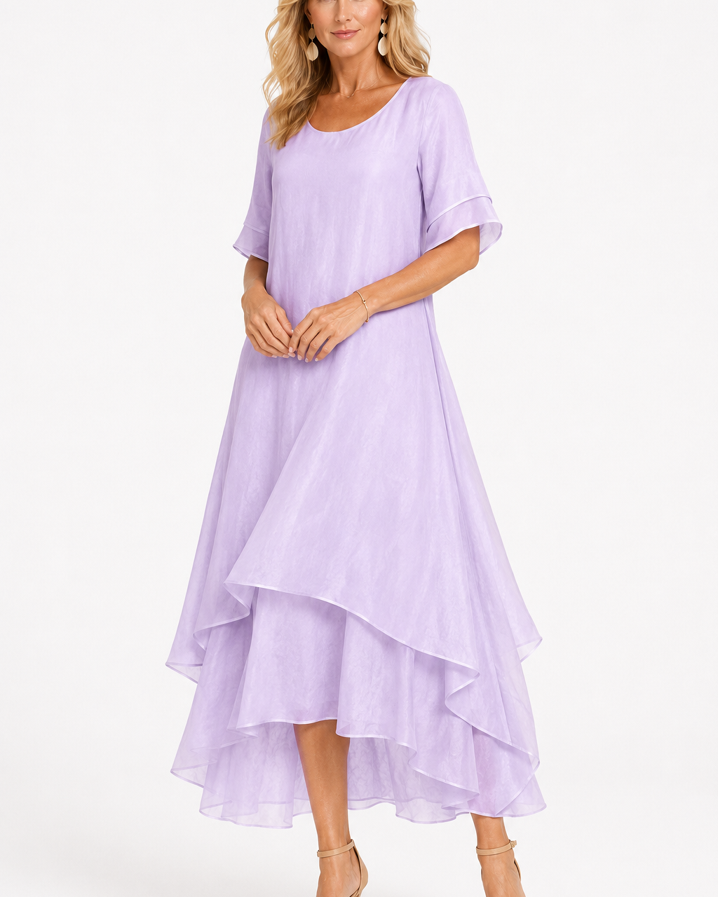 Dress : Women's Timeless Elegant Dress - Flattering Flowing Style in Purple van Paper Favor