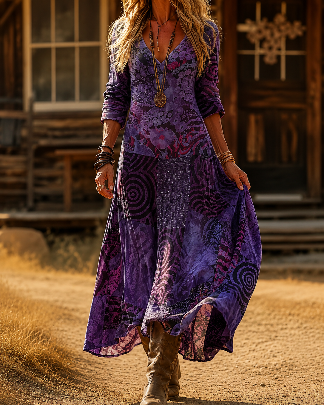 : Caelina | Vintage Bohemian Autumn Dress in van Paper Favor