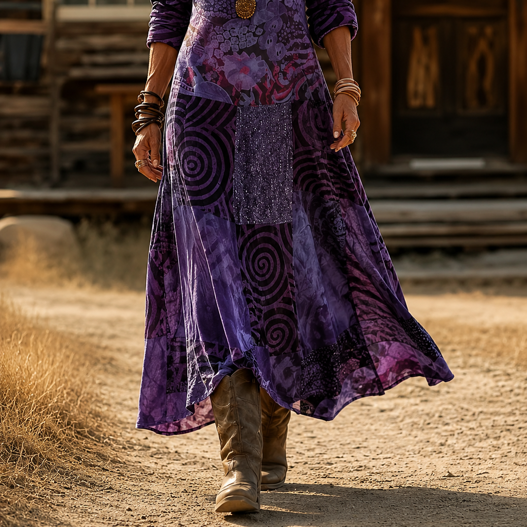 Clothing > Dresses : Mireille | Bohemian Autumn Dress in Multicolour van Paper Favor