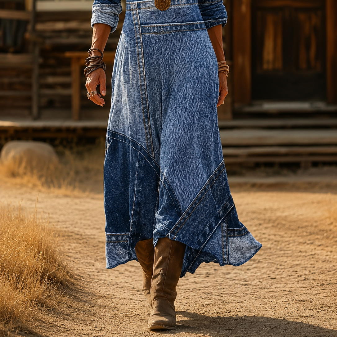 Clothing > Dresses : Liora | Bohemian Autumn Dress in Multicolour van Paper Favor