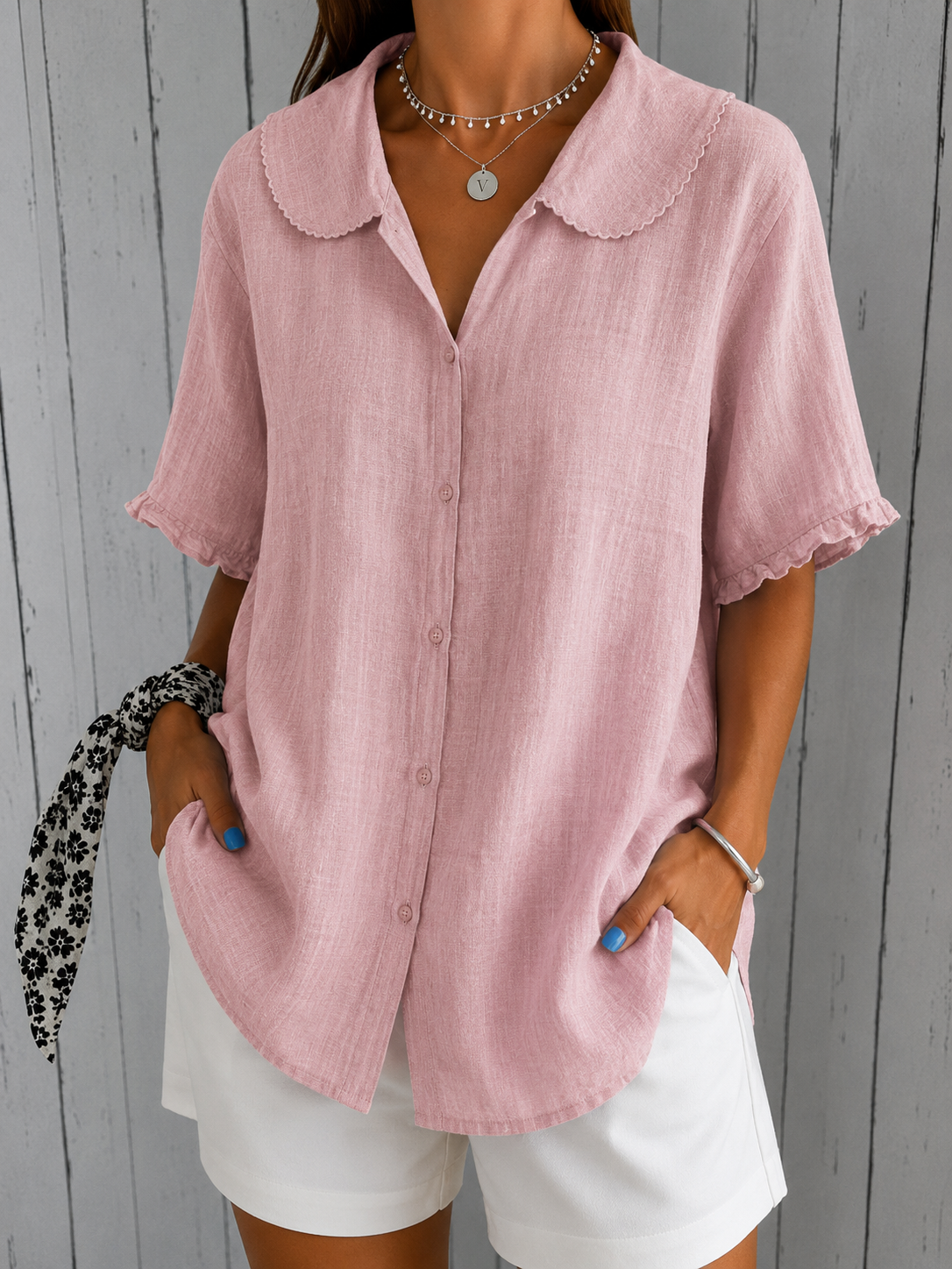 #1222 Khloe : Khloe | Elegant Blouse in Pink van DUUWE