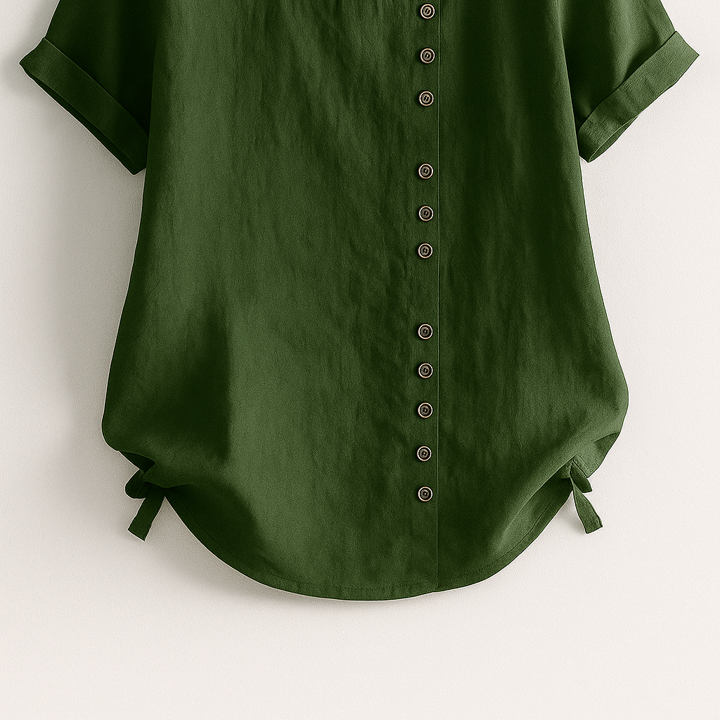 Ladies' Linen Button-Front Blouse - Lightweight, Breathable and Elegant