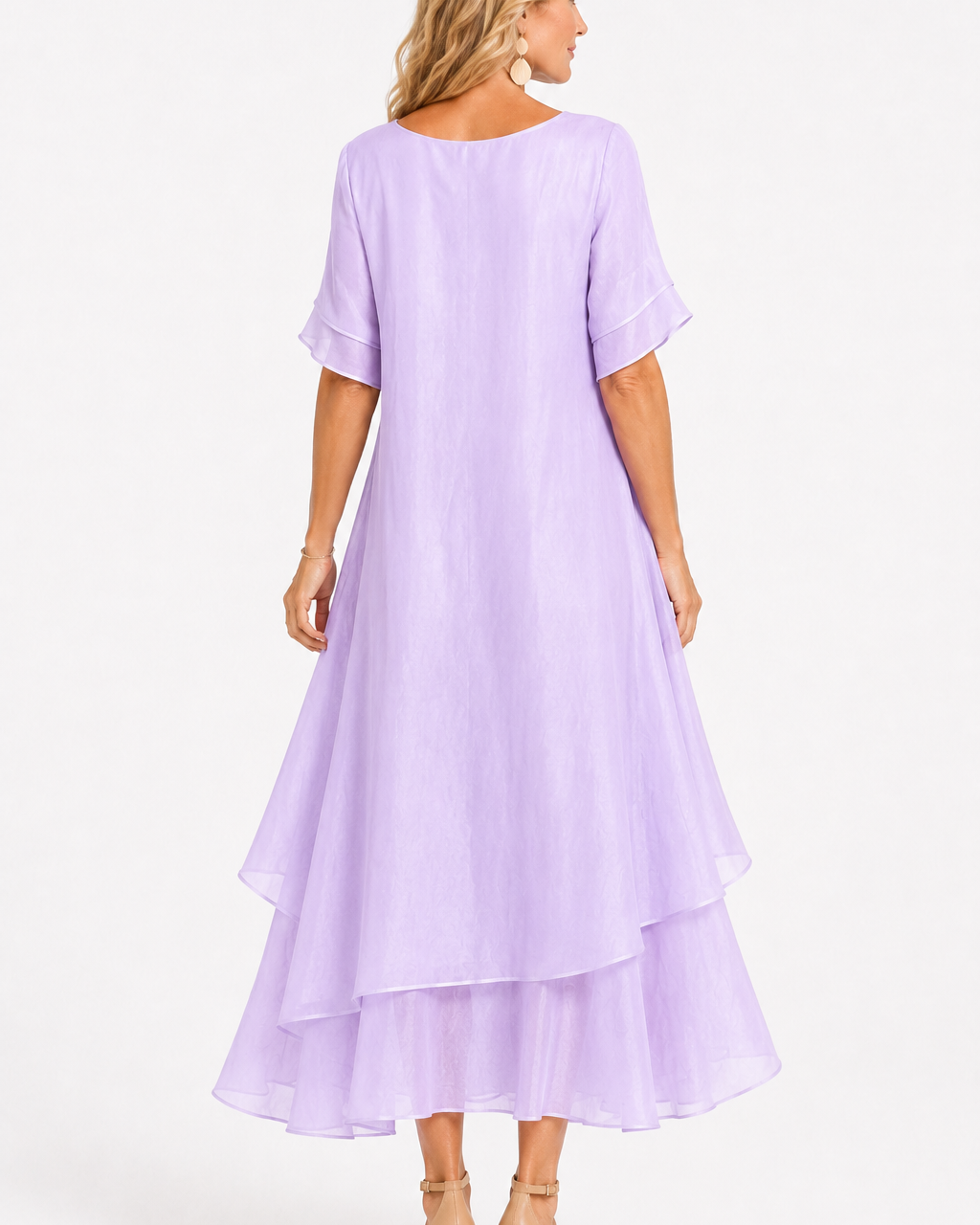 Dress : Women's Timeless Elegant Dress - Flattering Flowing Style in van Paper Favor