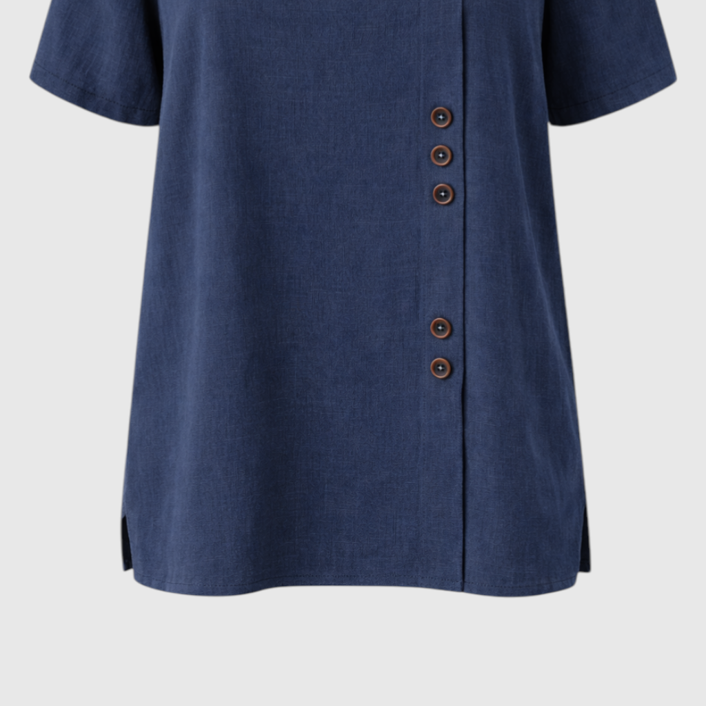 Women's Linen Blouse with Button Closure