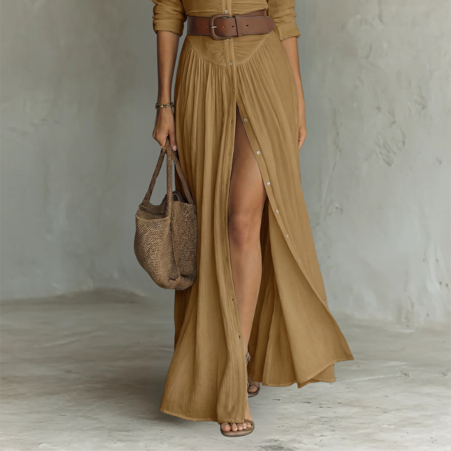 DRESSES : Elowen | Long Maxi Dress in Brown van DUUWE