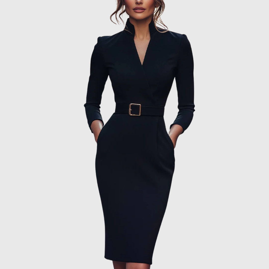 Women's Elegant Waist Midi Dress for a Graceful Silhouette – Paper Favor