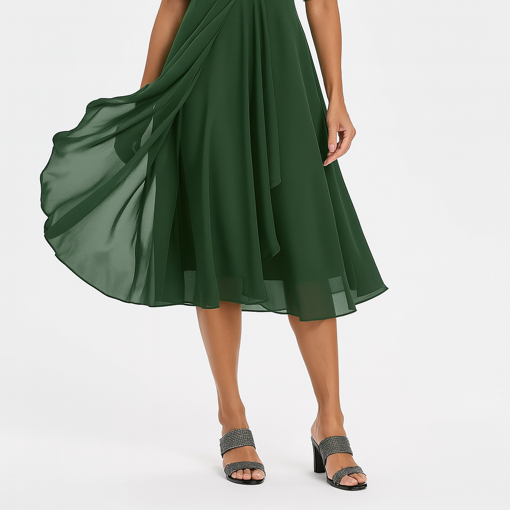 Women > Dresses : Women's Elegant Women’s Lace Chiffon Dress in Green van Paper Favor