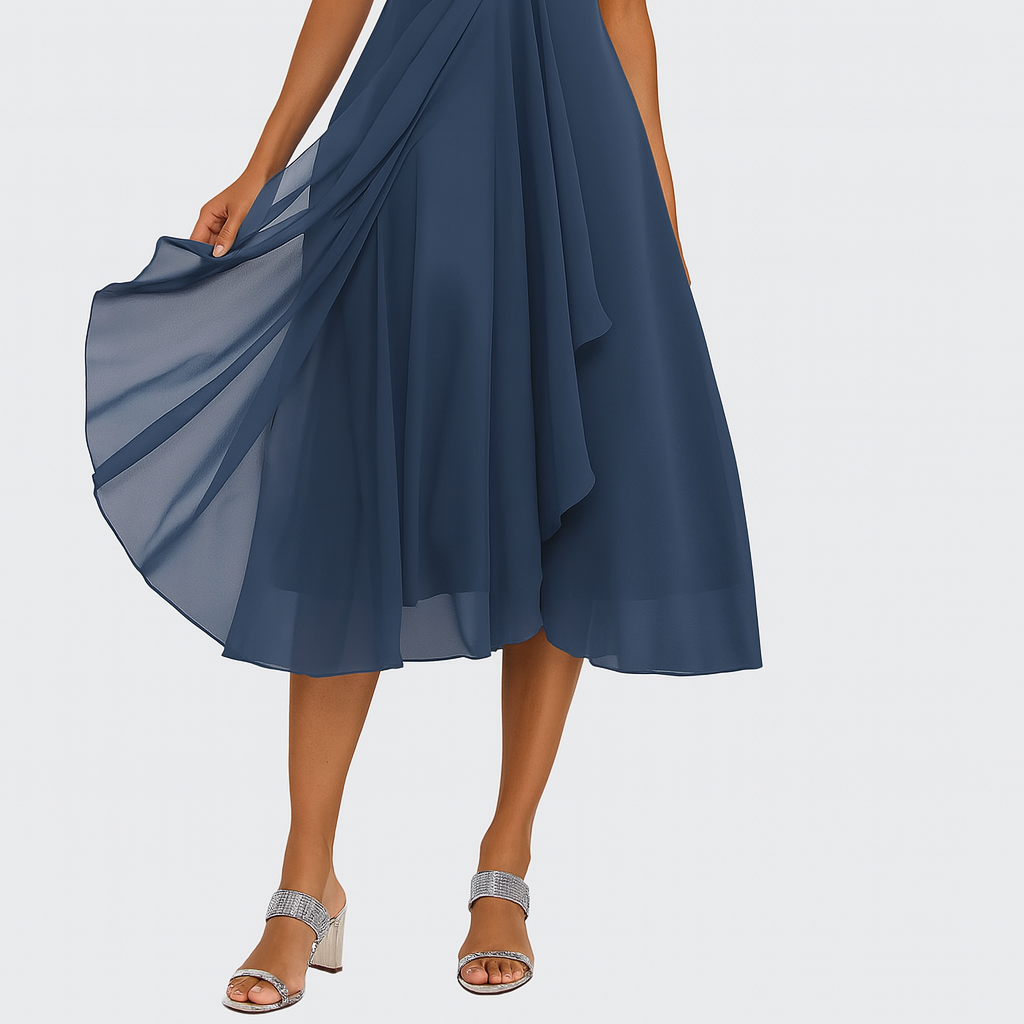 Women > Dresses : Women's Elegant Women’s Lace Chiffon Dress in Blue van Paper Favor