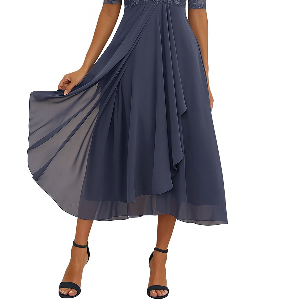 Women > Dresses : Women's Elegant Women’s Lace Chiffon Dress in Light Purple van Paper Favor